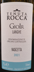 Tenuta Rocca Langhe Doc Nascetta Gioir 2021 75 cl. 14 Vol.