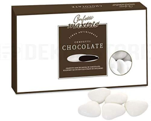 Confetti Maxtris Al Cioccolato 1 kg. CUORE TESORINI BIANCHI
