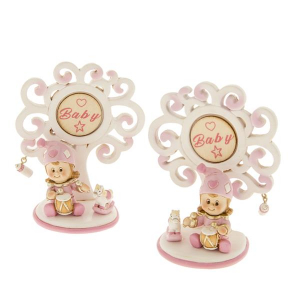 Jolly Albero della Vita Rosa con Tamburello H. 10 cm. set da 2 pezzi