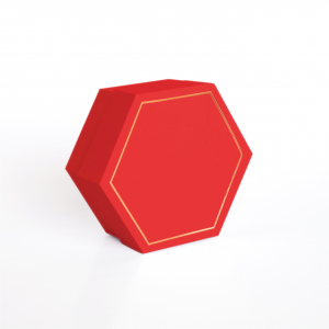 Astuccio Esagonale 8x8x4 cm. ROSSO 2 SCOMPARTI CON FOIL IN ORO (set da 20 pz.)