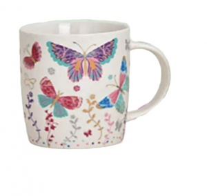 Tazza Mug In Ceramica Fiori e Farfalle 270 ml.