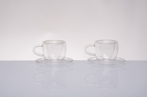 Babbomatto Coppia Tazzine in vetro CUORE