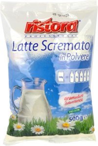 Ristora Latte Scremato solubile granulato confezione da 500 g.