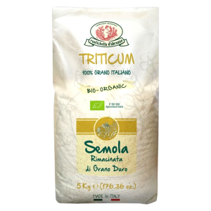 Rustichella Semola rimacinata Bio 100% grano duro italiano 5 kg. Triticum