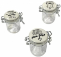 Felice Barattolo In Vetro Con Chiusura Tappo Con Scritte 4x6,5 cm 50 ml.